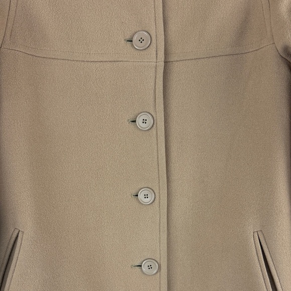 Vintage Elegant Tan Long 100% Wool Coat Old Money Fits like a small w/ scarf - Picture 3 of 16